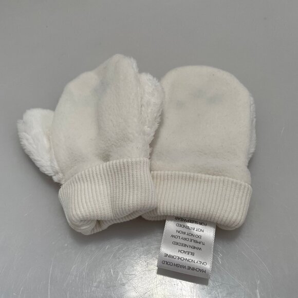 Winter White Pink Plush Mittens Baby Girl Mittens Funny Rabbit Design Mittens - Picture 3 of 7